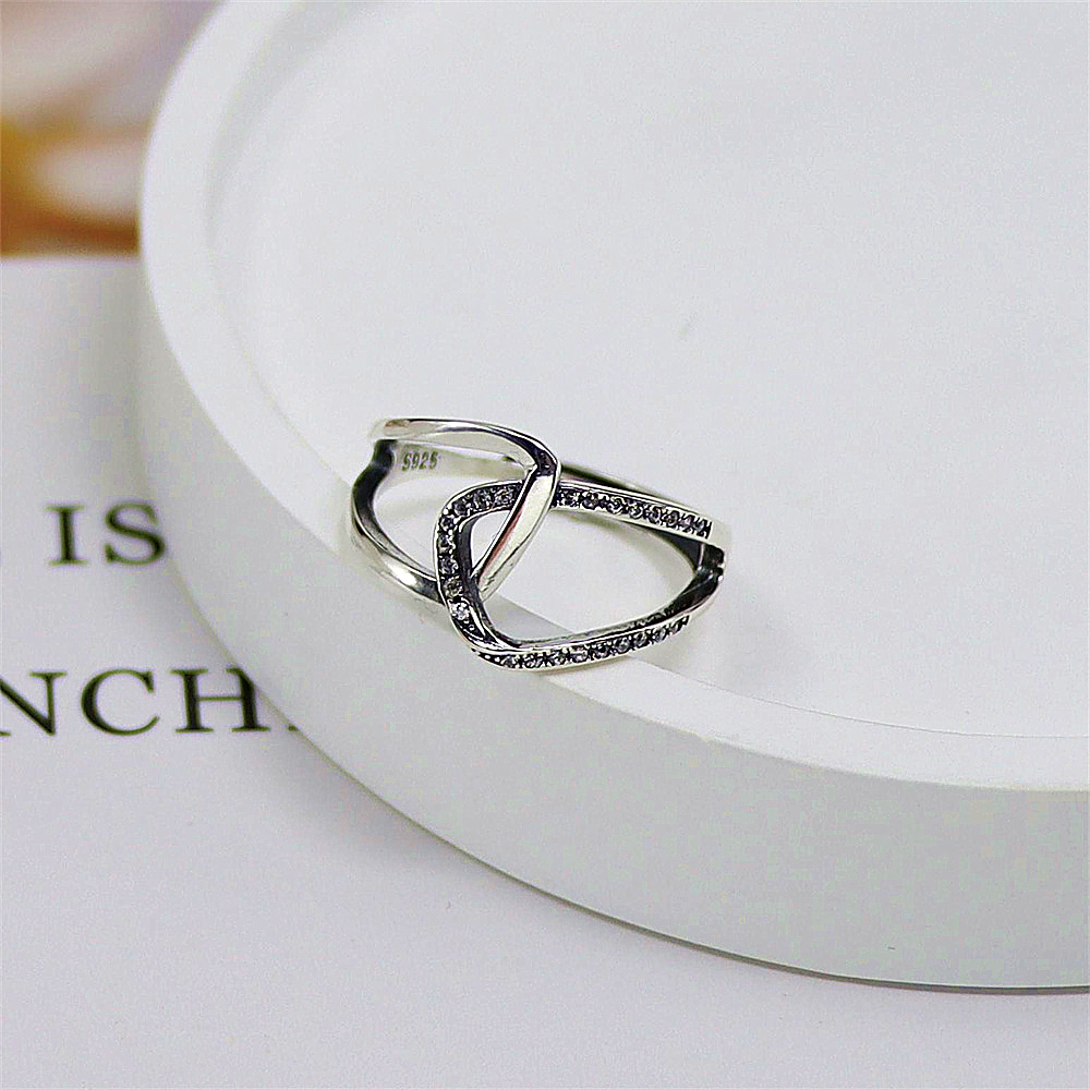 Vintage Geometric Sterling Silver Ring, Zircon Accent Open Adjustable Band, Retro Luxe S925 Jewelry