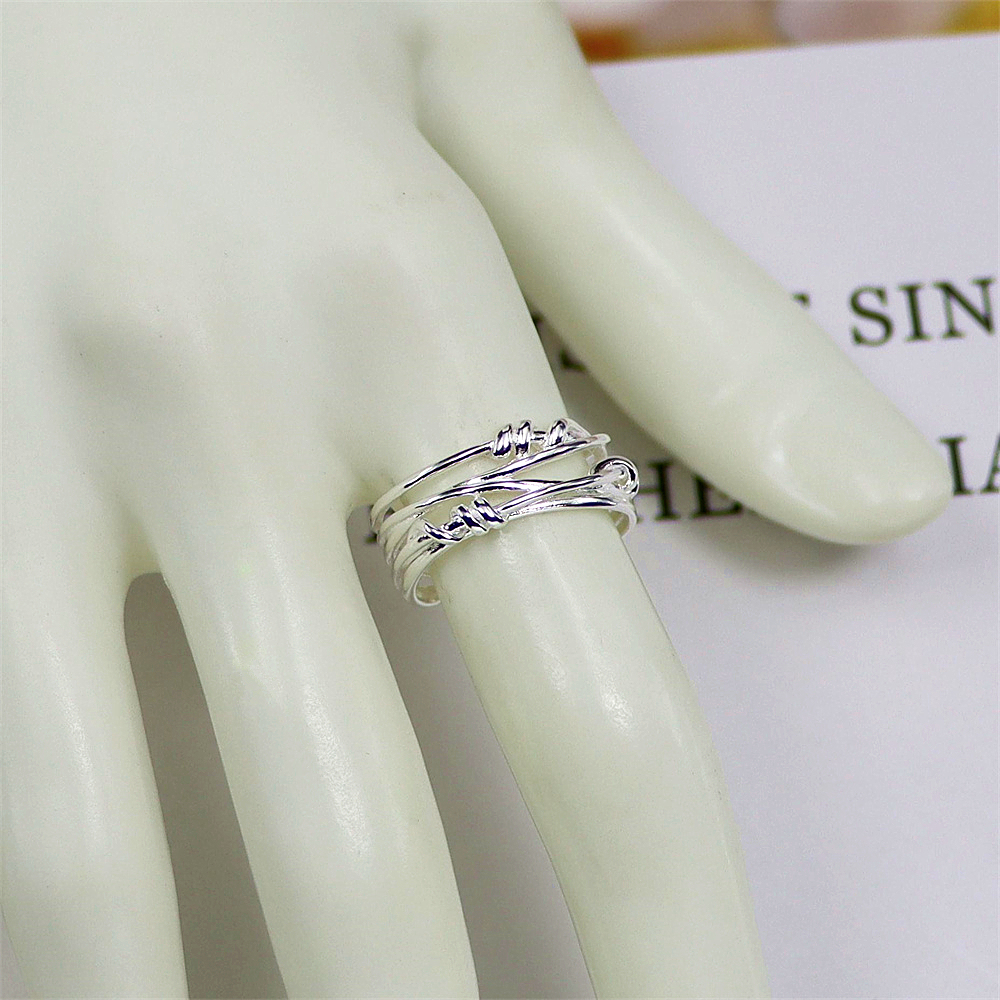 Interwoven Line Sterling Silver Ring, Asymmetric Geometric Open Band, Minimalist S925 Jewelry with Cool Aesthetic