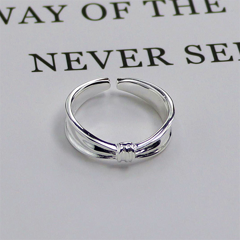 Bow Sterling Silver Ring, Open Adjustable Band, Sweet Dainty S925 Fashion Jewelry for Women