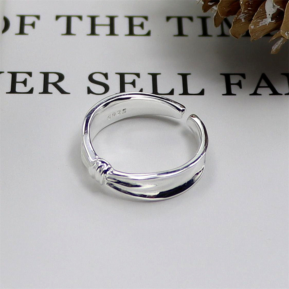 Bow Sterling Silver Ring, Open Adjustable Band, Sweet Dainty S925 Fashion Jewelry for Women