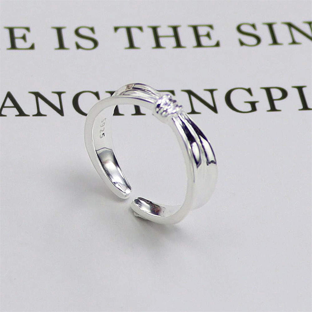 Bow Sterling Silver Ring, Open Adjustable Band, Sweet Dainty S925 Fashion Jewelry for Women