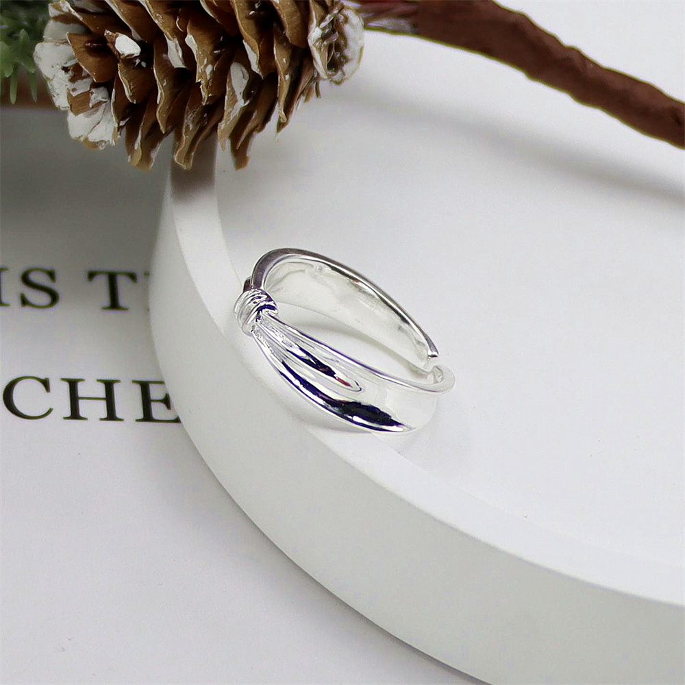 Bow Sterling Silver Ring, Open Adjustable Band, Sweet Dainty S925 Fashion Jewelry for Women