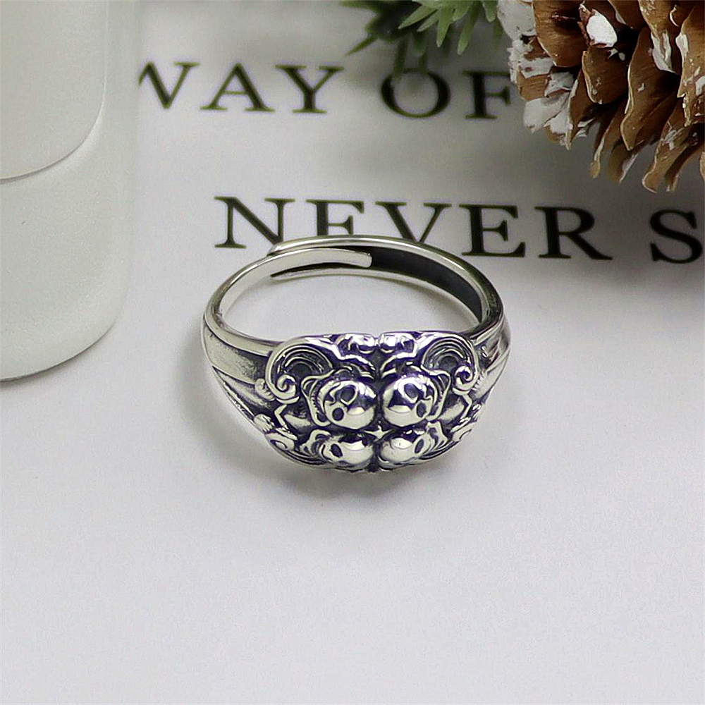 Oversized Skull Sterling Silver Ring, Gothic Open Adjustable Band, Edgy Dark Aesthetic S925 Statement Jewelry