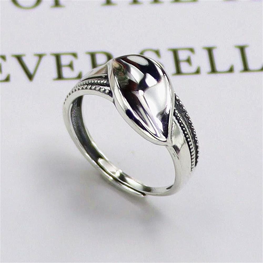 Leaf Sterling Silver Ring, Nature Inspired Adjustable Band, Dainty Minimalist S925 Jewelry