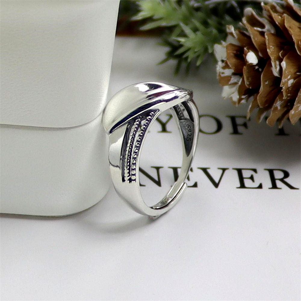 Leaf Sterling Silver Ring, Nature Inspired Adjustable Band, Dainty Minimalist S925 Jewelry