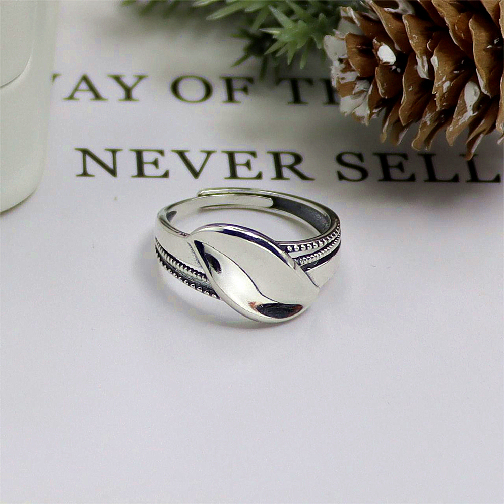 Leaf Sterling Silver Ring, Nature Inspired Adjustable Band, Dainty Minimalist S925 Jewelry