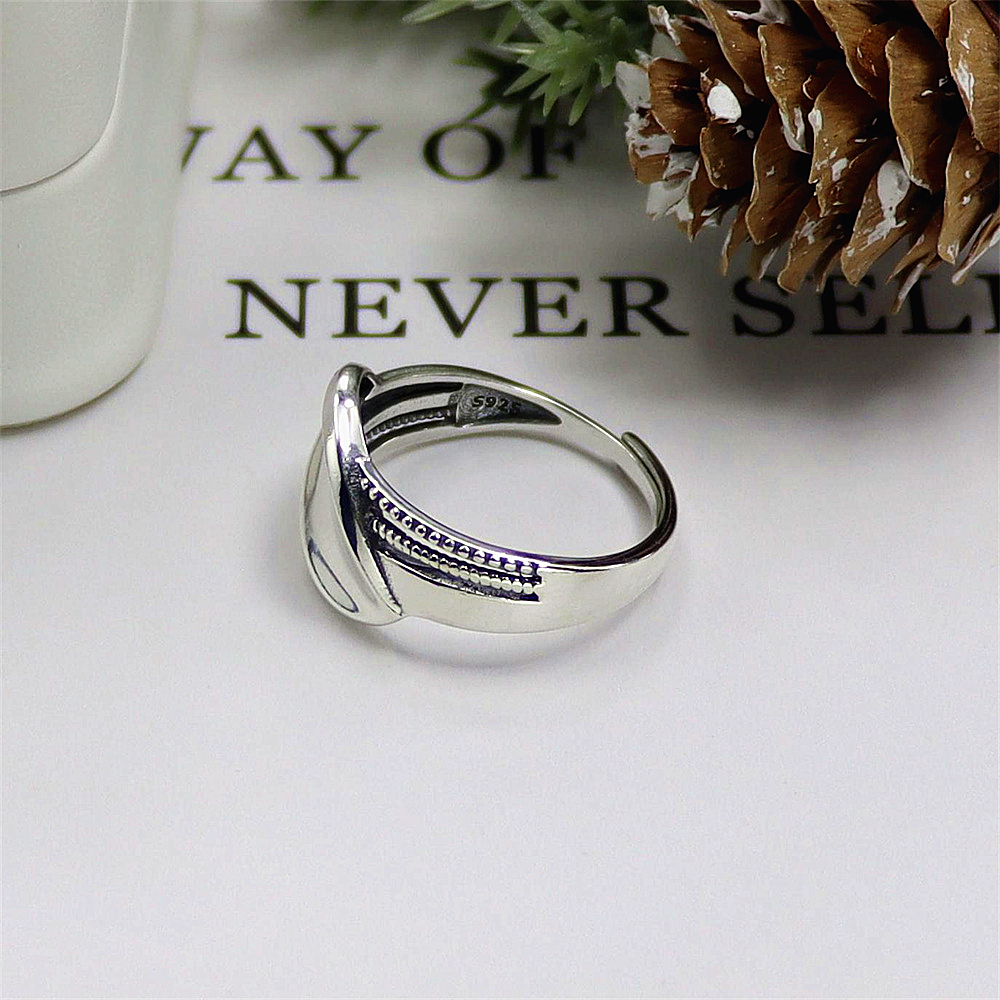 Leaf Sterling Silver Ring, Nature Inspired Adjustable Band, Dainty Minimalist S925 Jewelry
