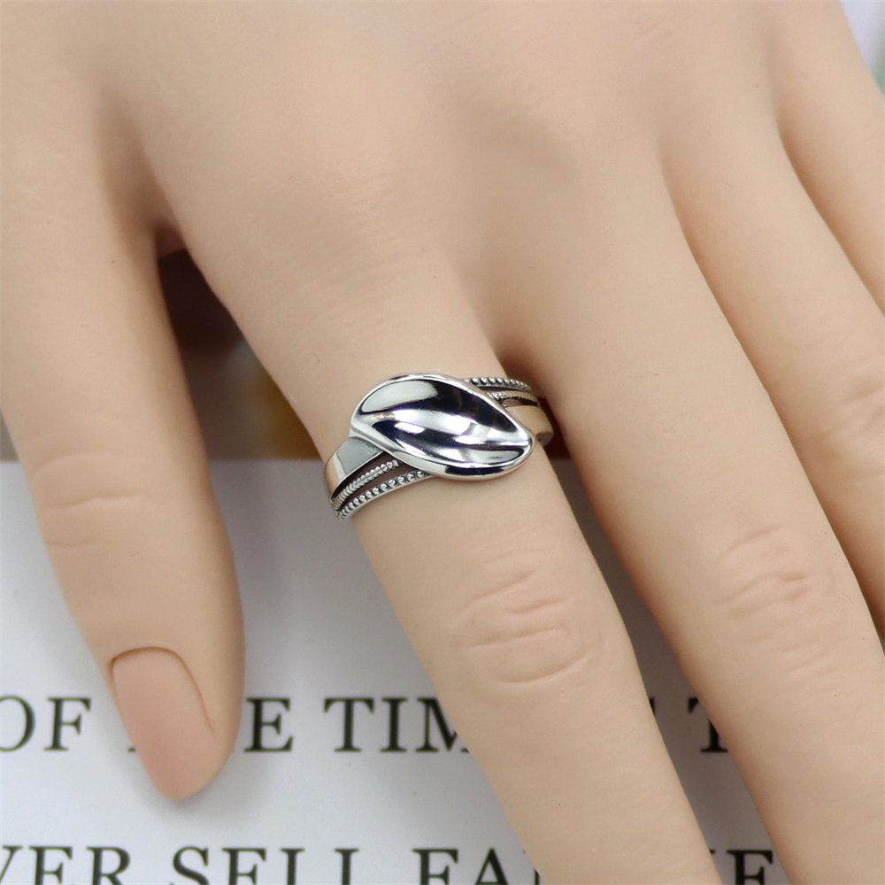 Leaf Sterling Silver Ring, Nature Inspired Adjustable Band, Dainty Minimalist S925 Jewelry