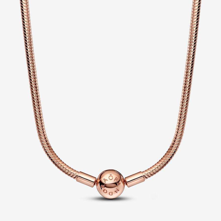 Pandora Moments Rose Gold Plated Snake Chain Necklace with pouch