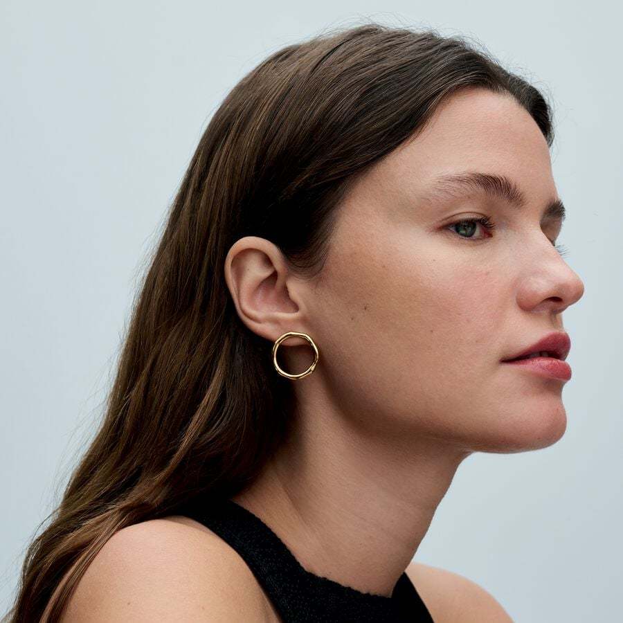 Pandora Organically Shaped Circle Stud Earrings