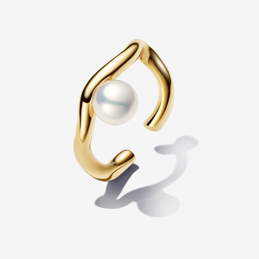 Pandora  Organically shaped circle and cultured pearl ear cuff A Pair