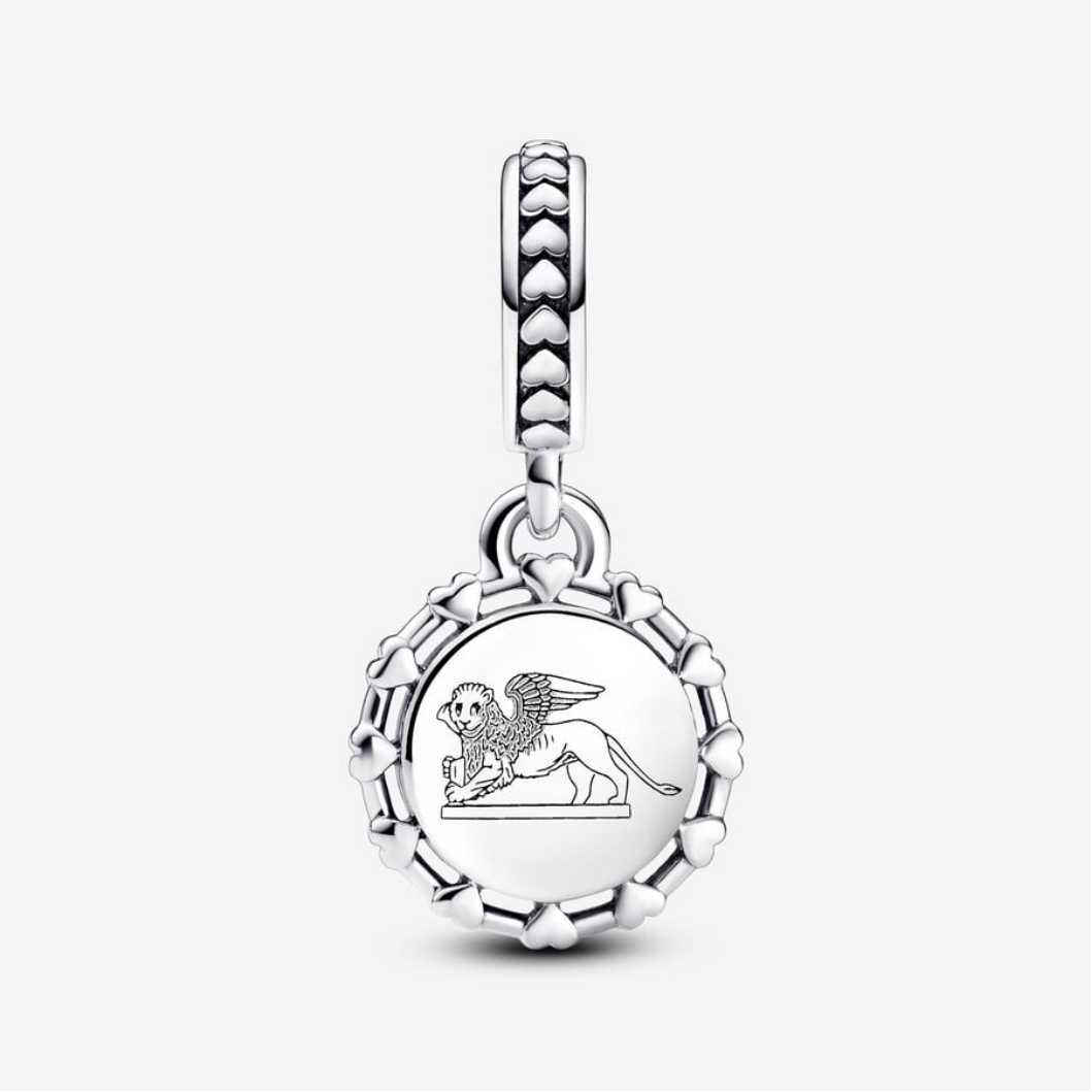 Pandora Venetian Mask & Winged Lion Dangle Charm Sterling Silver