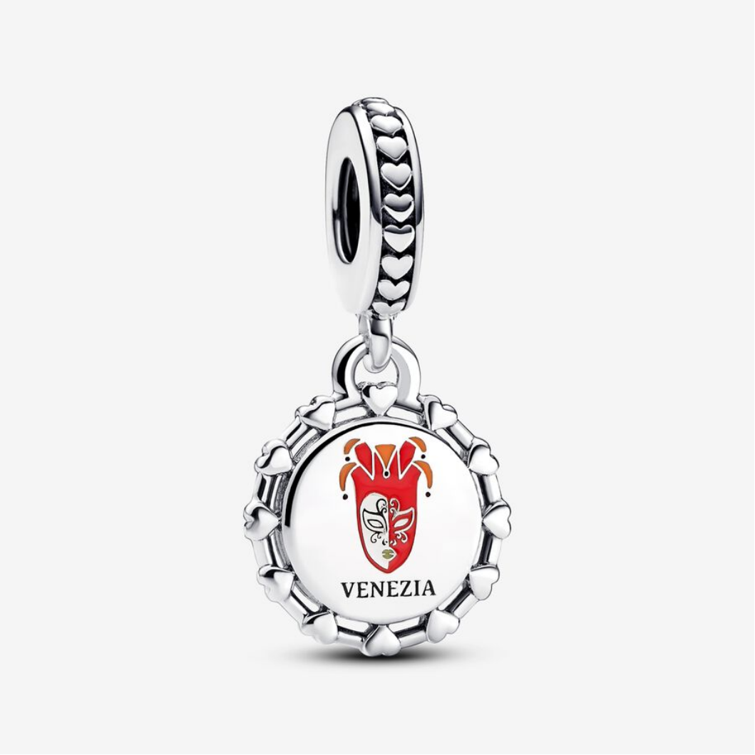 Pandora Venetian Mask & Winged Lion Dangle Charm Sterling Silver