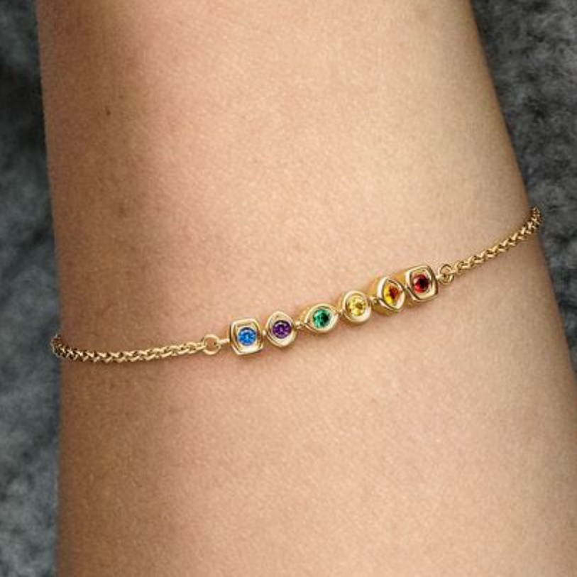 Pandora Marvel The Avengers Infinity Stones Chain Gold Bracelet