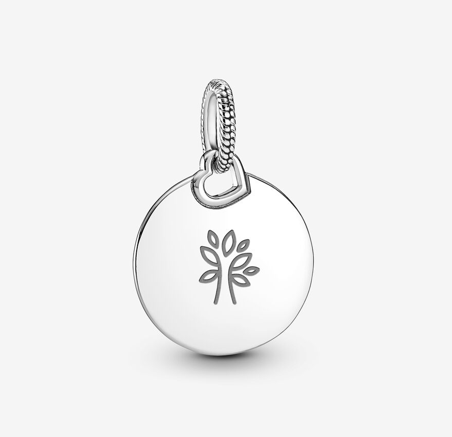 PANDORA Round Tag Pendant Charm Sterling Silver Gift Bag
