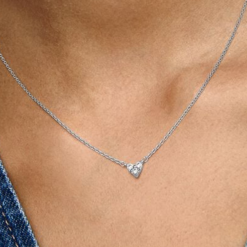 Pandora Kette Collier  Triple Stone Heart Collier Silver Necklace 45cm