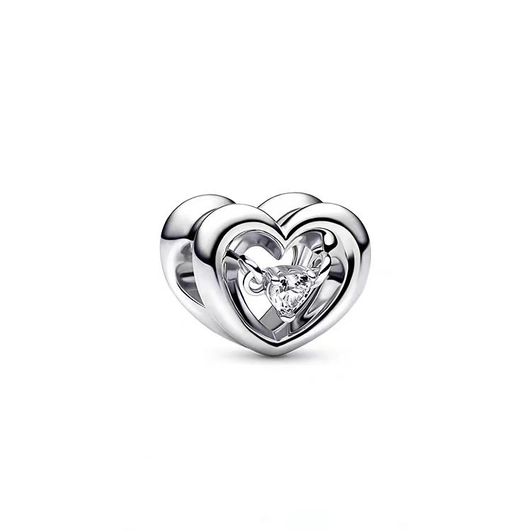 ale s925 silver  pandora radiant heart & floating stone charm