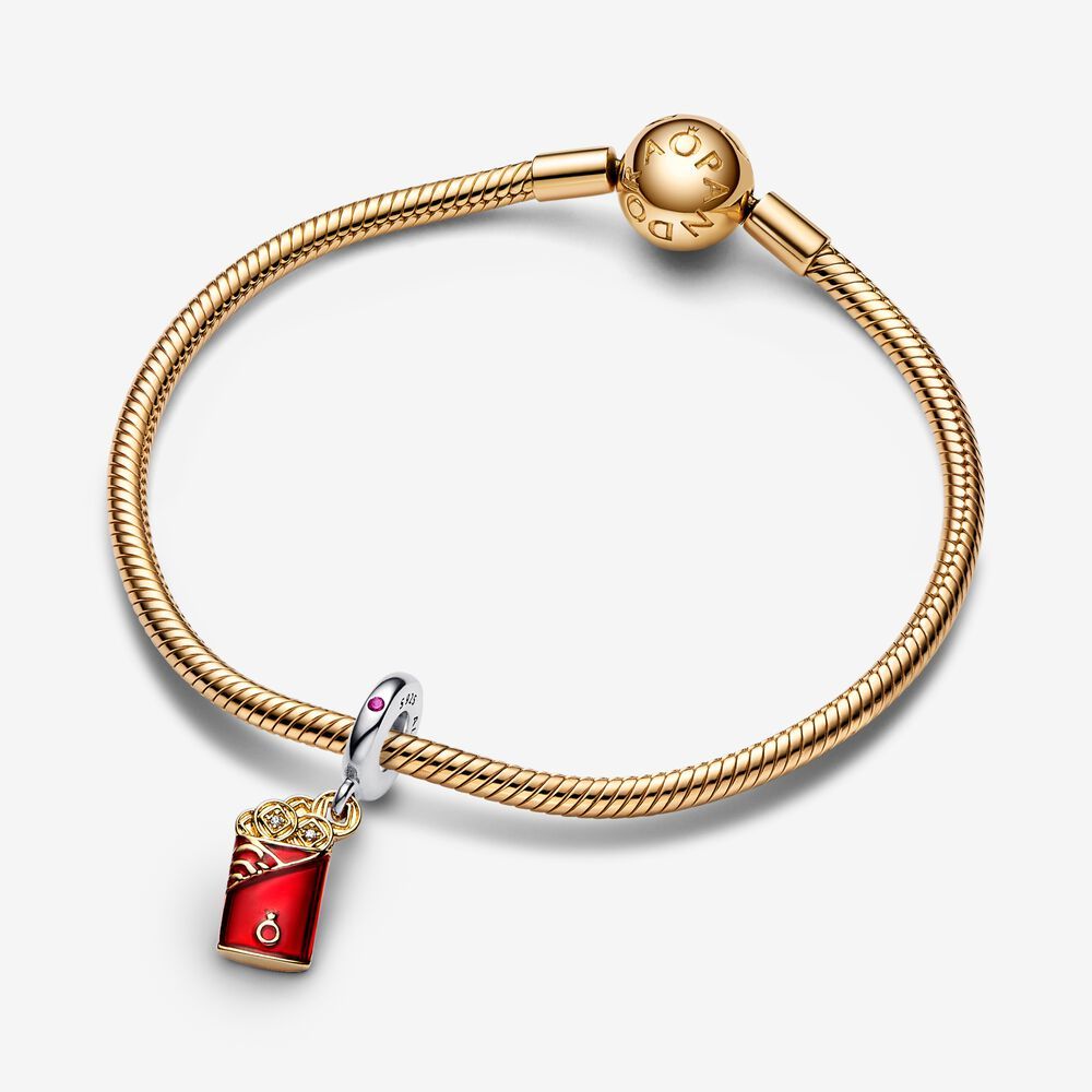 ale s925  pandora red envelopes bulging pendant