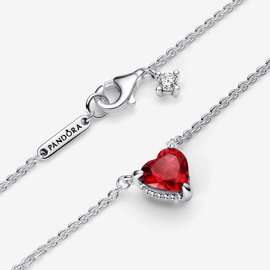 pandora sparkling heart halo pendant collier necklace -45cm