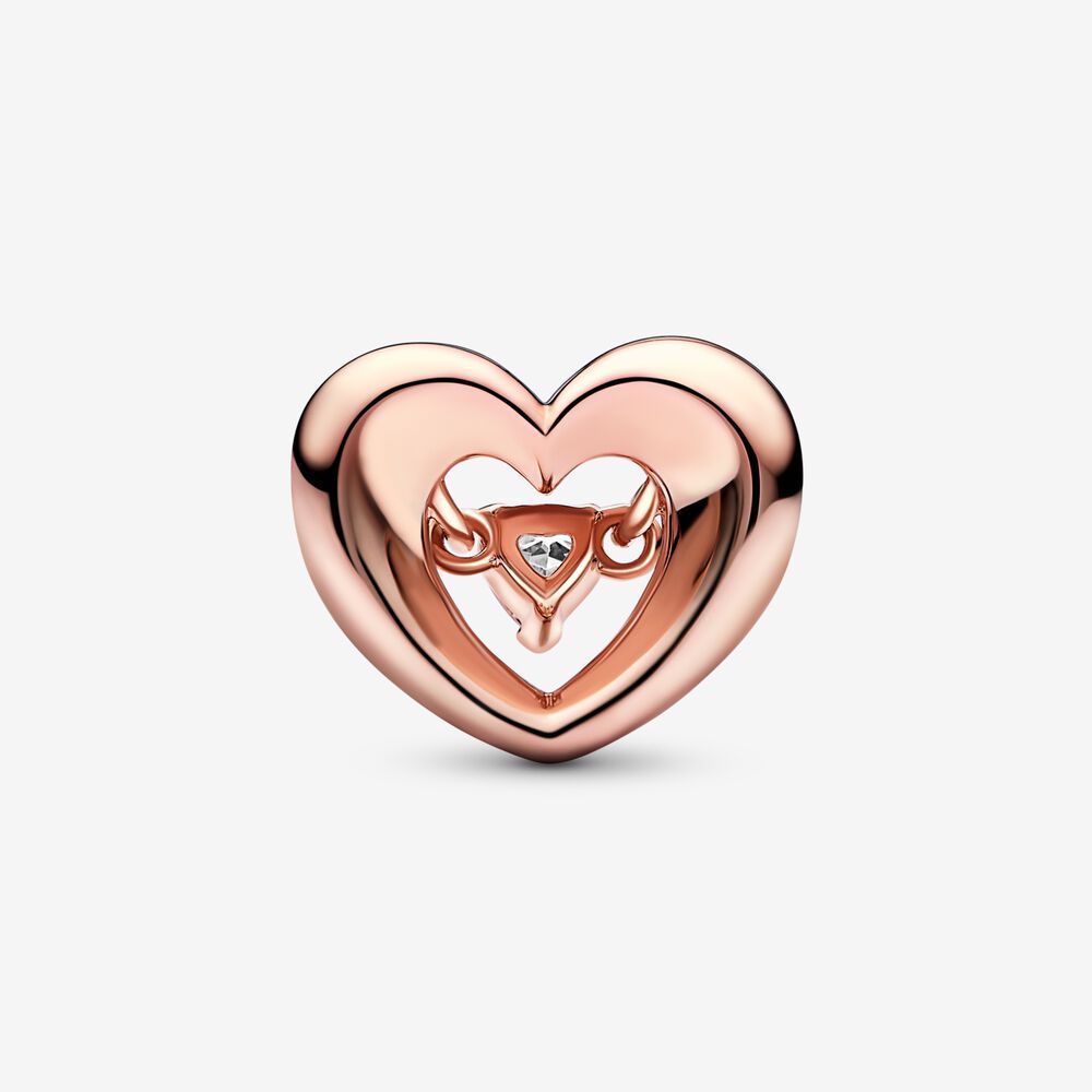 ale s925 pandora rose gold radiant heart & floating stone charm