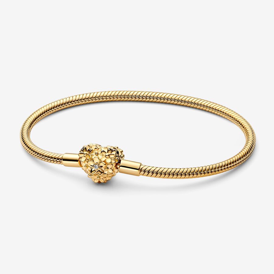 My Pandora Heart-shaped Daisy Chain Buckle Snake Bone Chain Bracelet