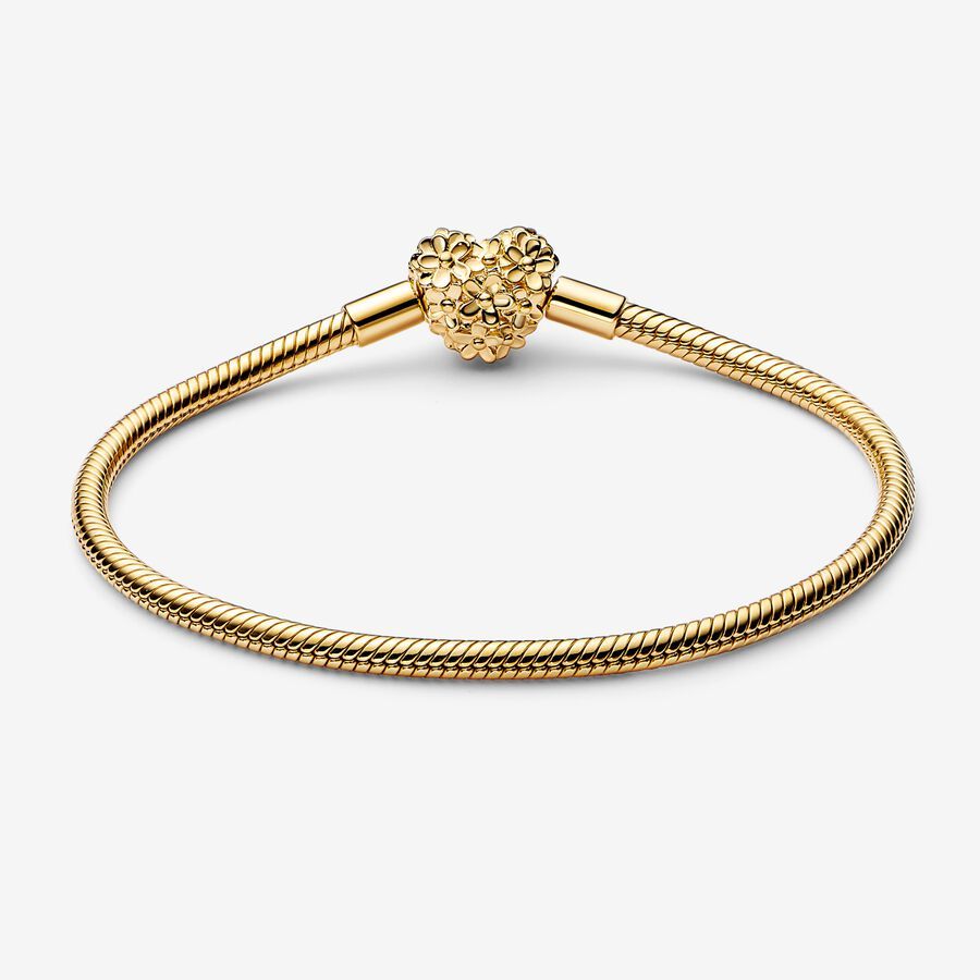My Pandora Heart-shaped Daisy Chain Buckle Snake Bone Chain Bracelet