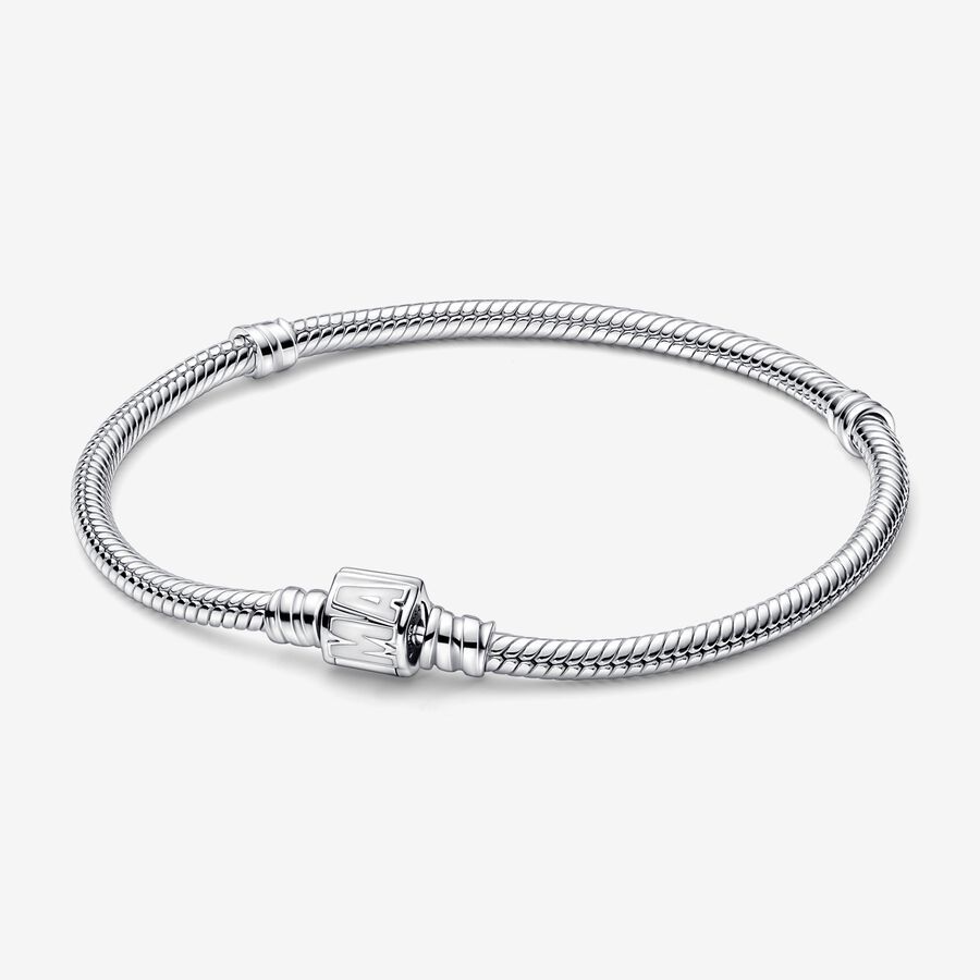 s925 ale  Pandora Moments Marvel logo Link Snake Bone Chain Bracelet
