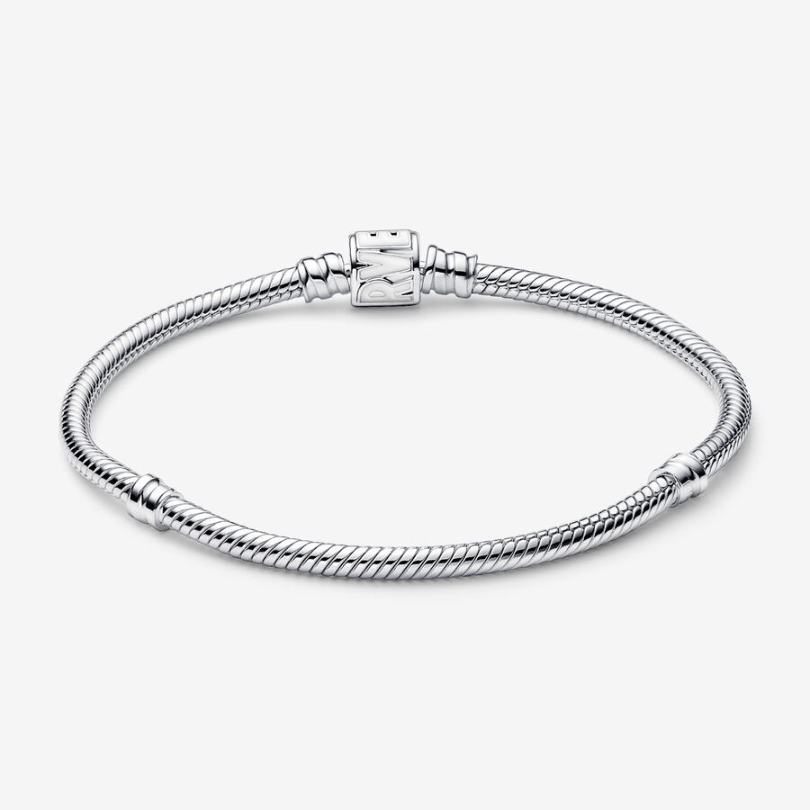 s925 ale  Pandora Moments Marvel logo Link Snake Bone Chain Bracelet