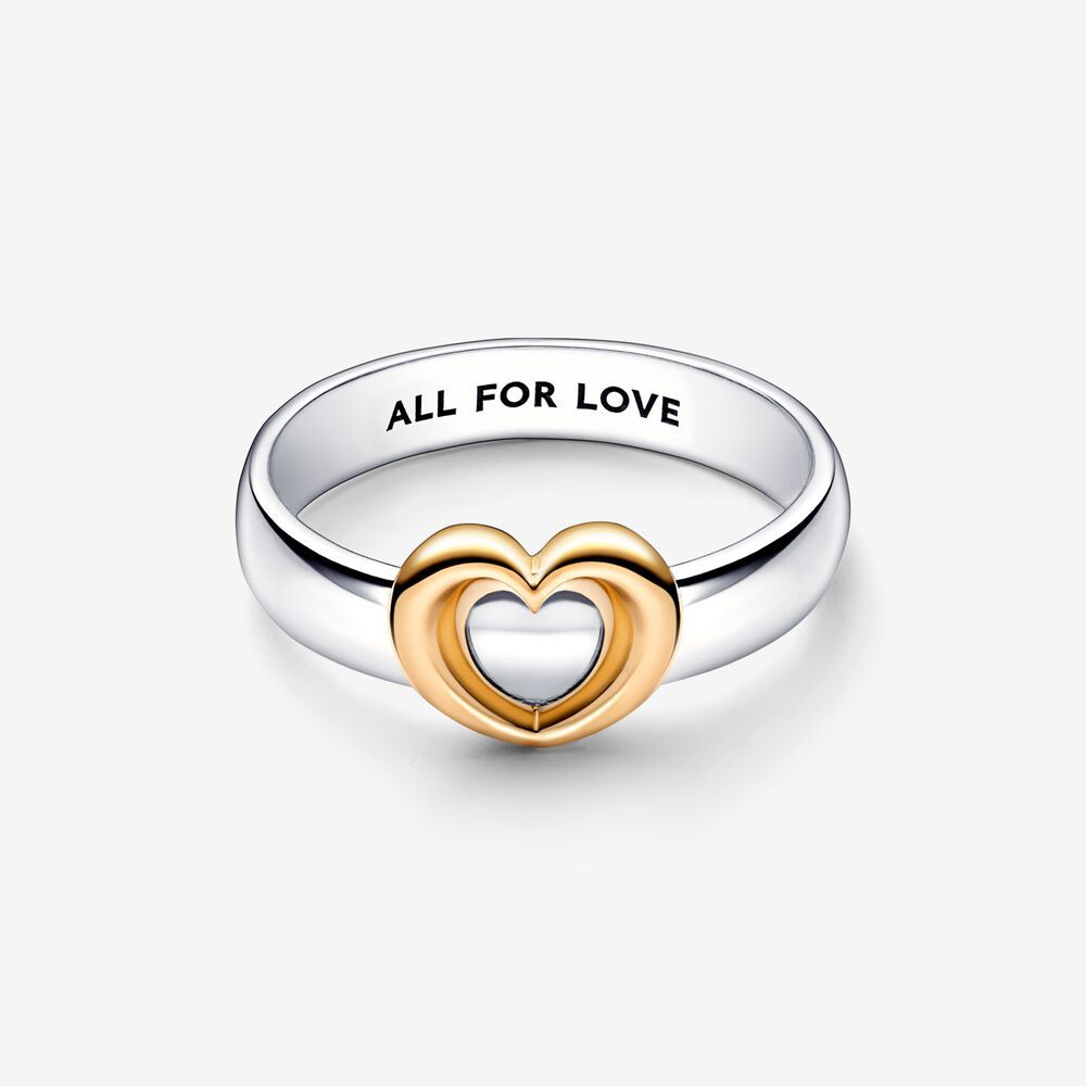 ale s925  pandora Radiant Two-tone Sliding Heart Ring