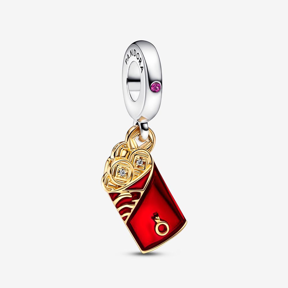 ale s925  pandora red envelopes bulging pendant