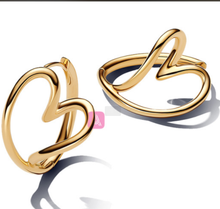 Pandora Organically Shaped Heart Hoop Earrings