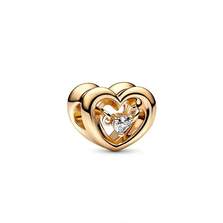 ale s925  pandora gold radiant heart & floating stone charm