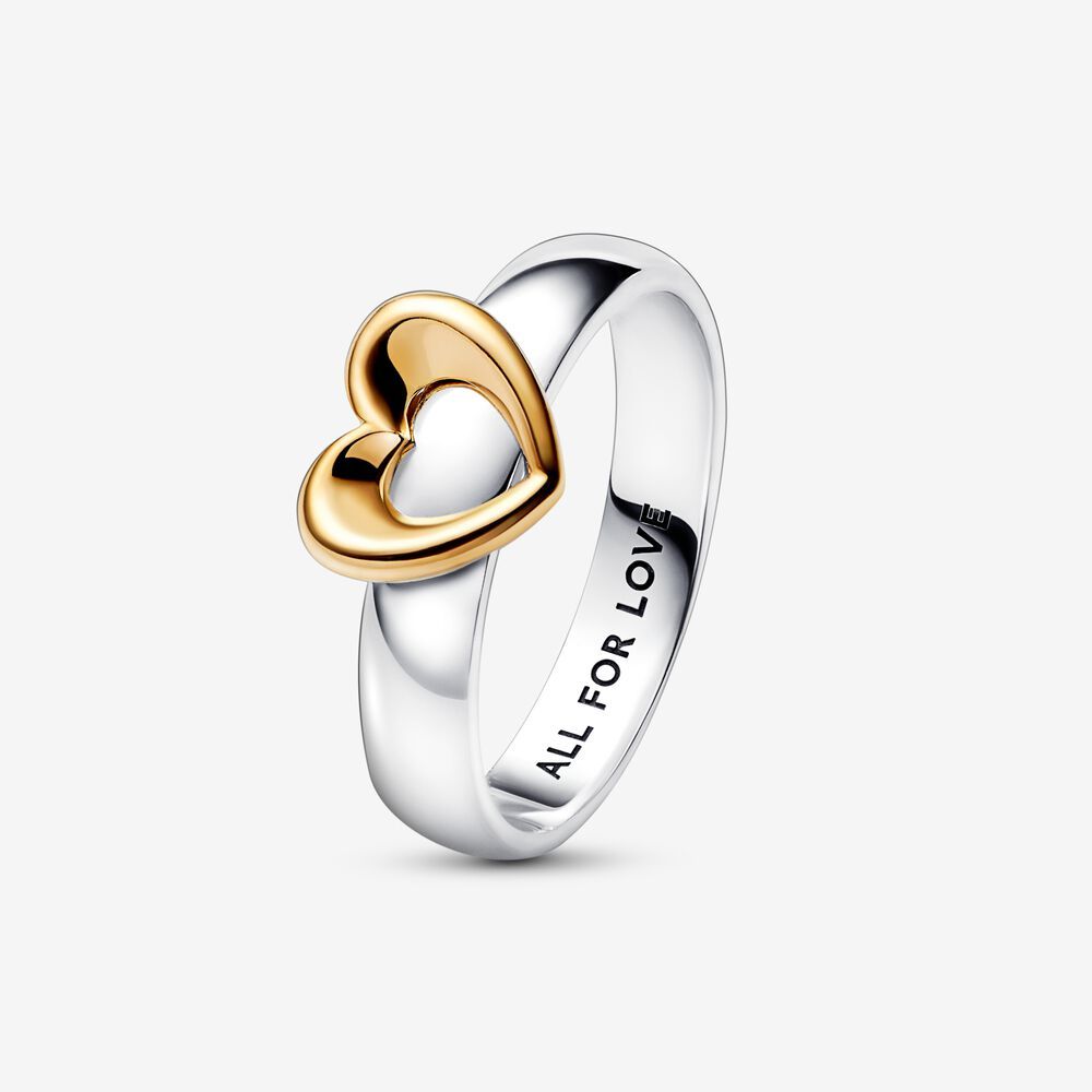 ale s925  pandora Radiant Two-tone Sliding Heart Ring