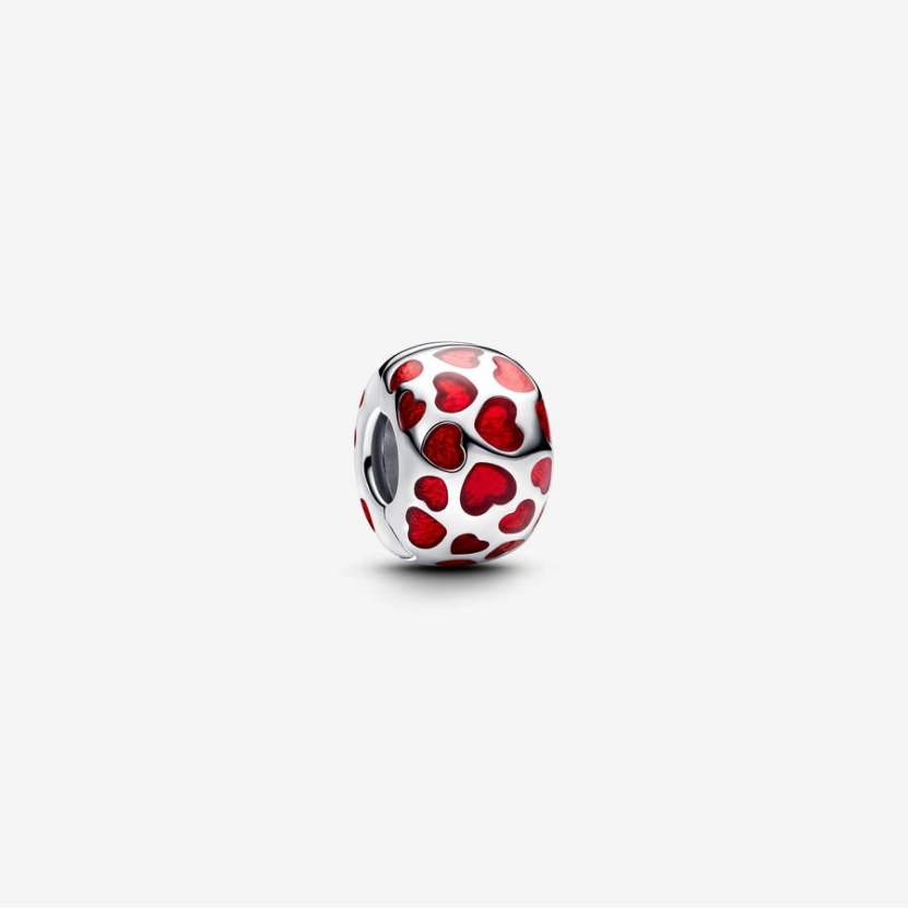 Pandora Sterling Silver Hearts Round Clip Charm
