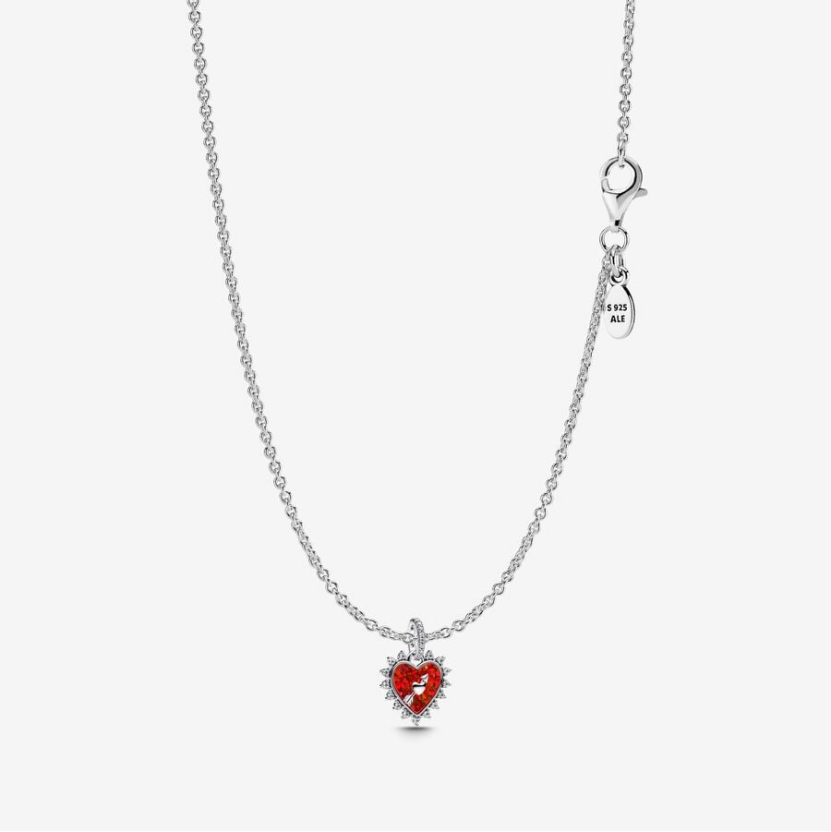 Pandora Red Heart  Pendant Necklace Gift Set 45cm