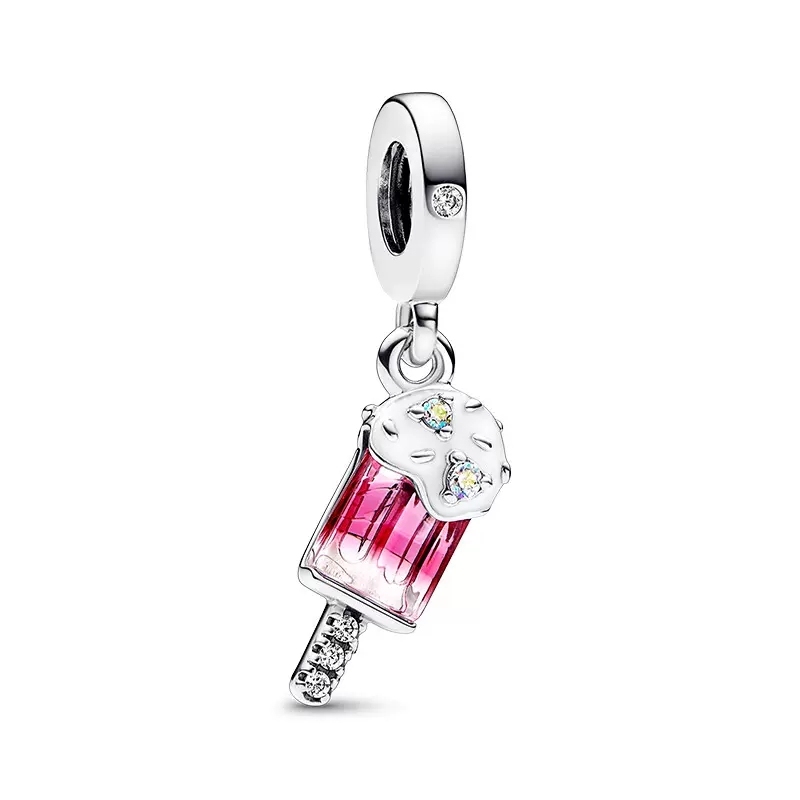 Pandora Double Sweet Hanging Pink Ice Cream Charm Necklace set -45cm