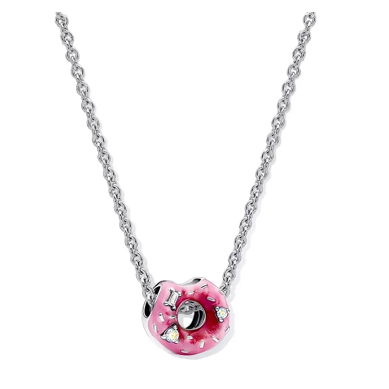 Pandora a bite surprise skewer decorated donut Charm Necklace set -45cm