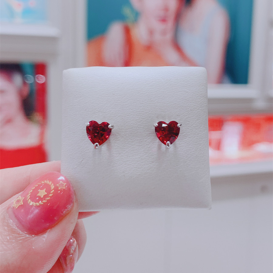 ale s925  pandora red heart stud earrings