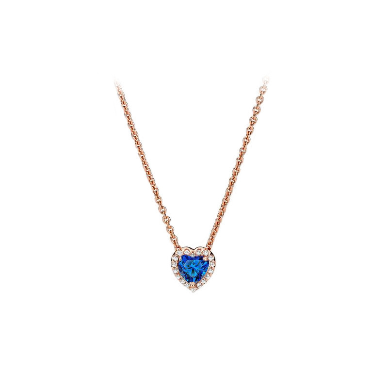 Pandora S925 Rose Gold Elevated Heart Necklace 45cm