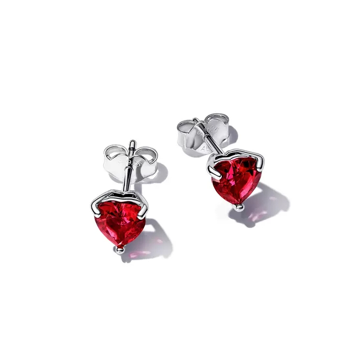 ale s925  pandora red heart stud earrings