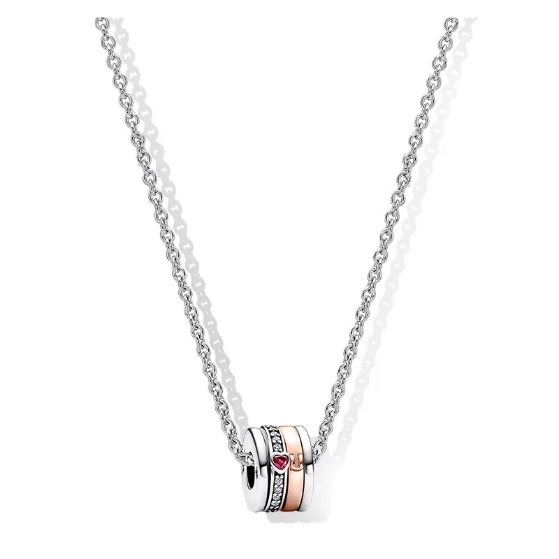 Pandora Whisper Cone Crosstalk 925 Silver Charm Necklace set -45cm