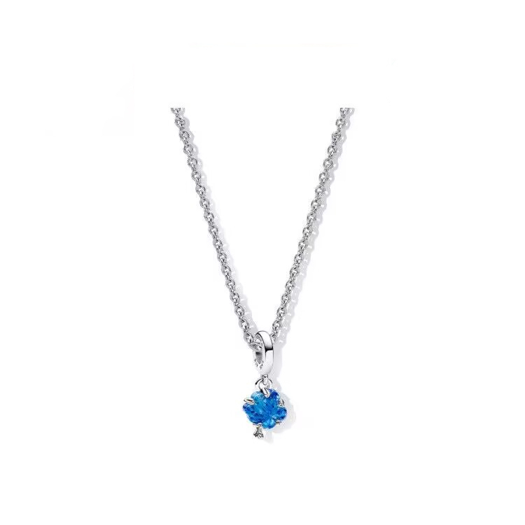 Pandora Blue Murano Glass Family Tree Dangle Charm Necklace set -45