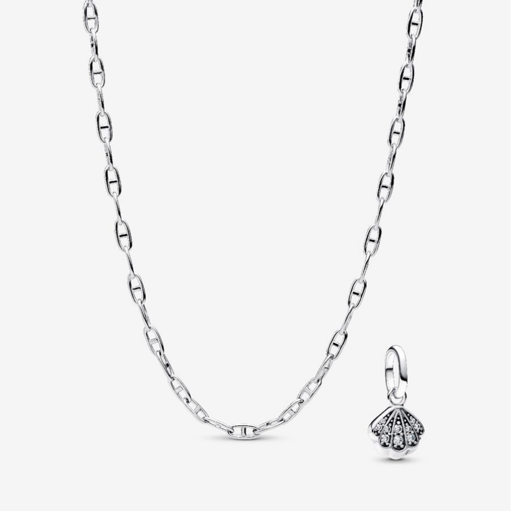 Pandora Small shell  charm necklace Sterling silver ale s925