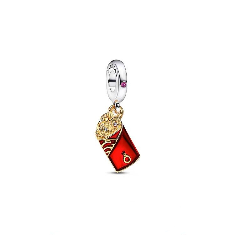 ale s925  pandora red envelopes bulging pendant