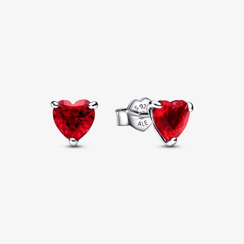 ale s925  pandora red heart stud earrings