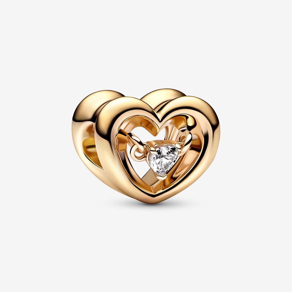 ale s925  pandora gold radiant heart & floating stone charm