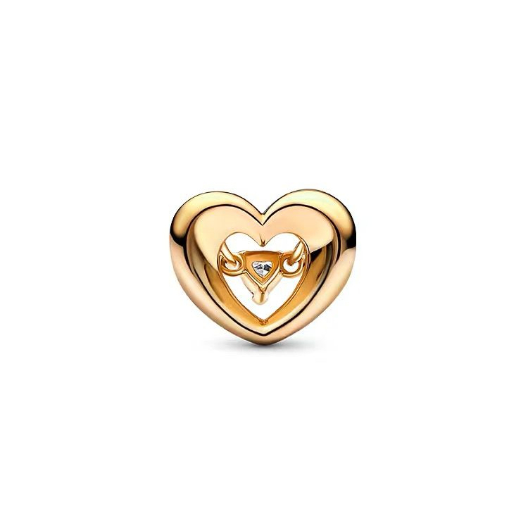 ale s925  pandora gold radiant heart & floating stone charm
