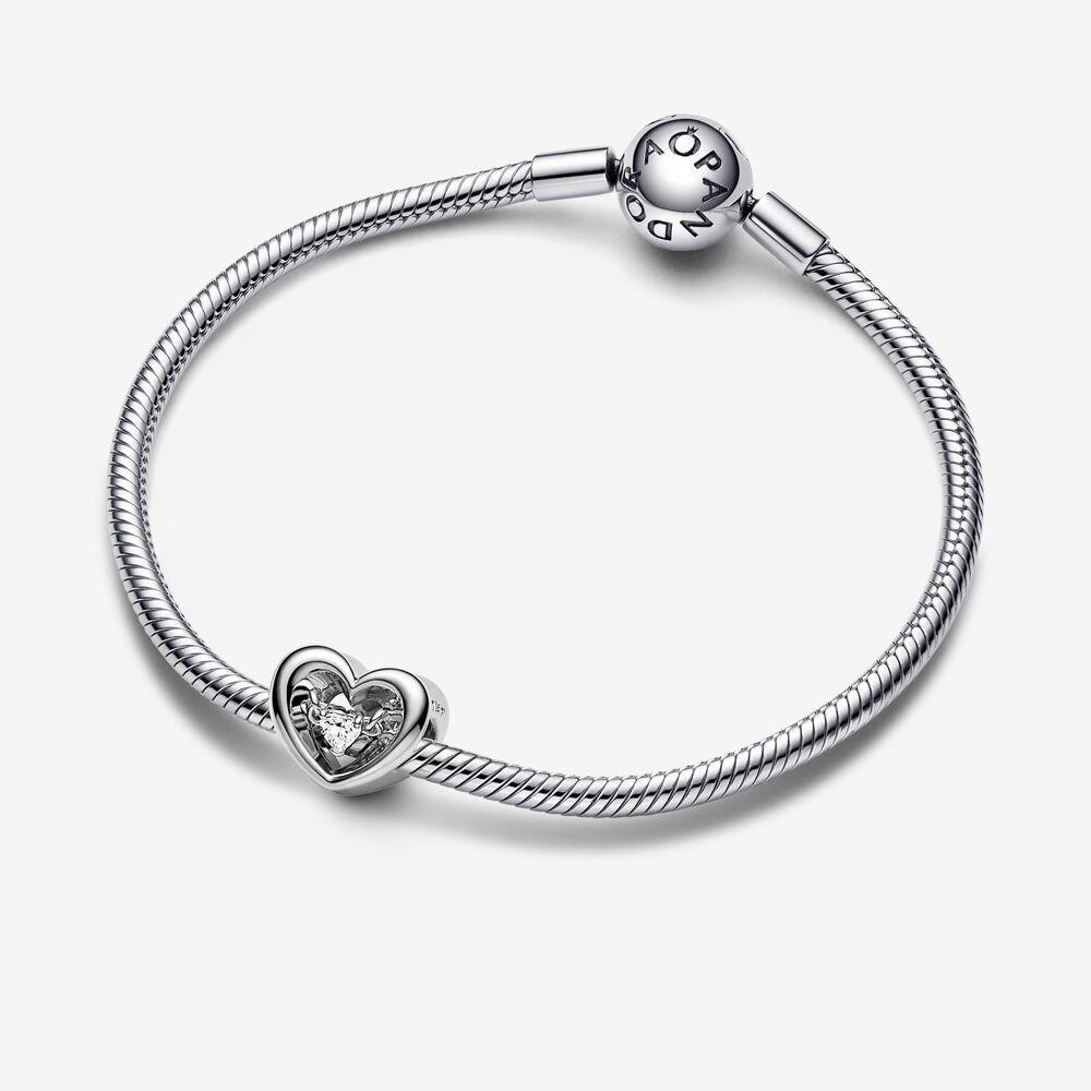 ale s925 silver  pandora radiant heart & floating stone charm