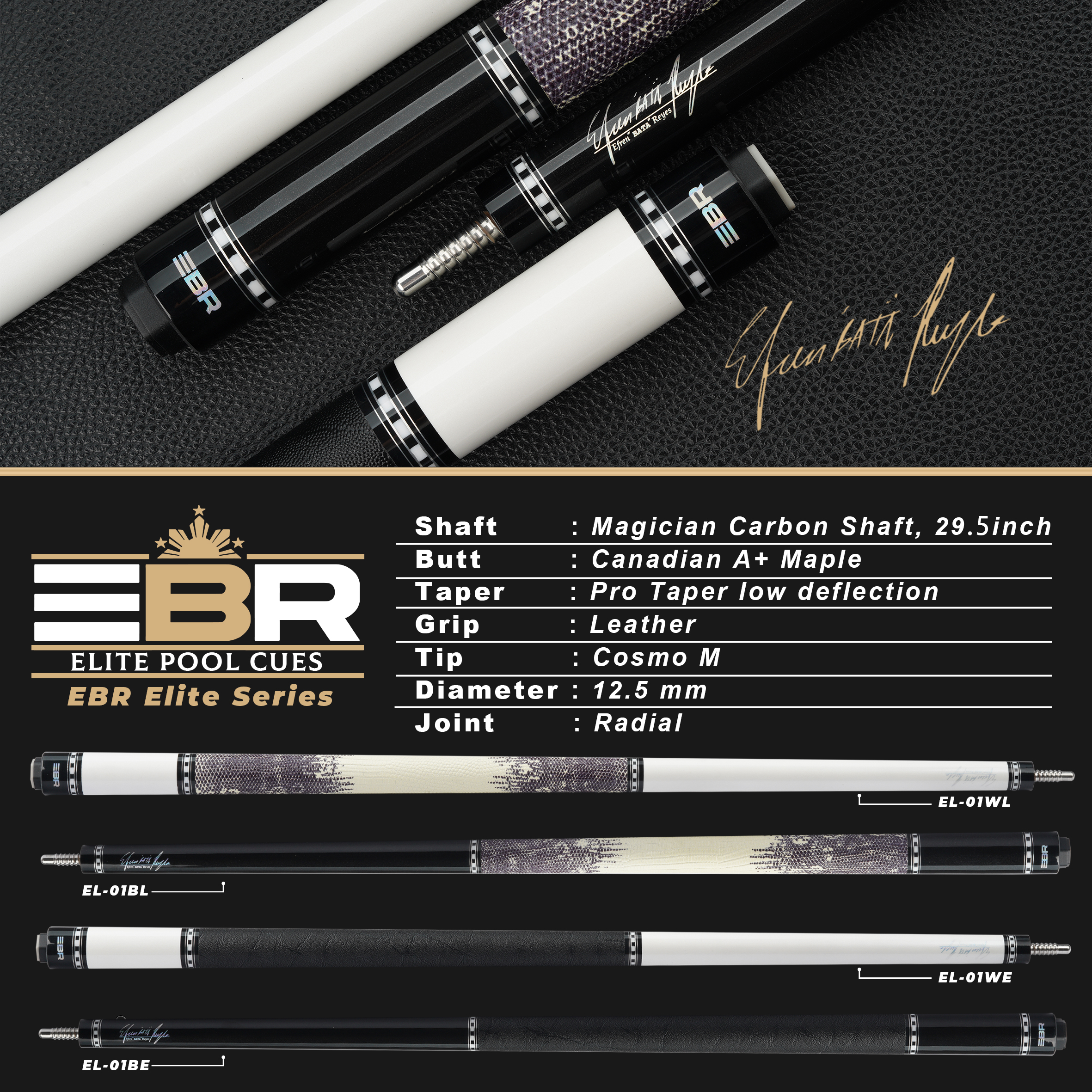 ビリヤード　キュー　EBR　エリートシリーズ EBR Cue Elite-01 BL