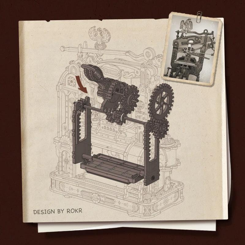 18th Century Printing Press (with a black ink cartridge)